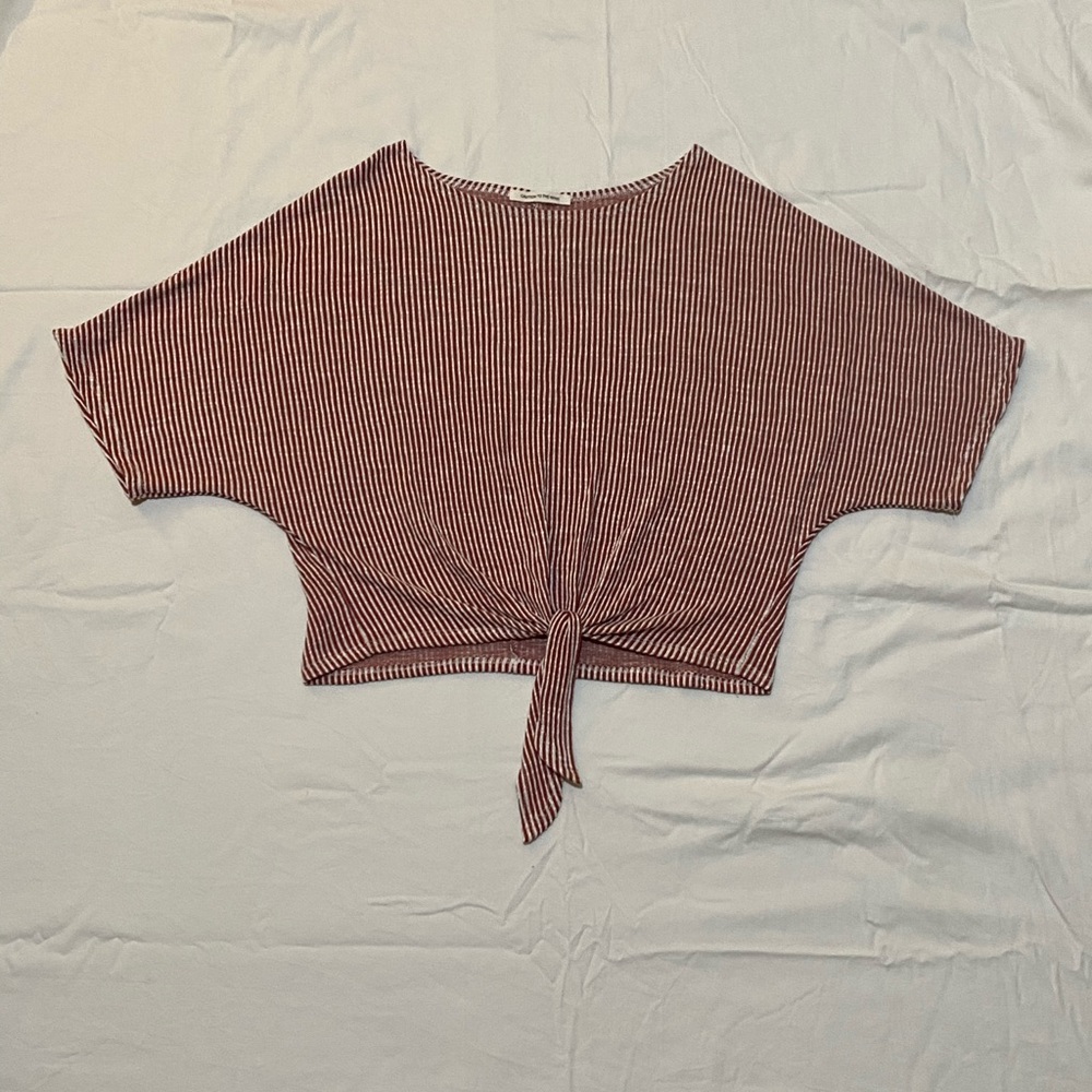 Red and white striped crop top